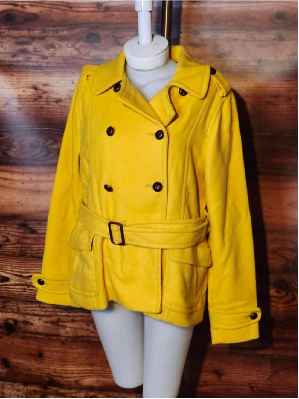 Women's American Eagle Yellow Pea Coat, Size XL